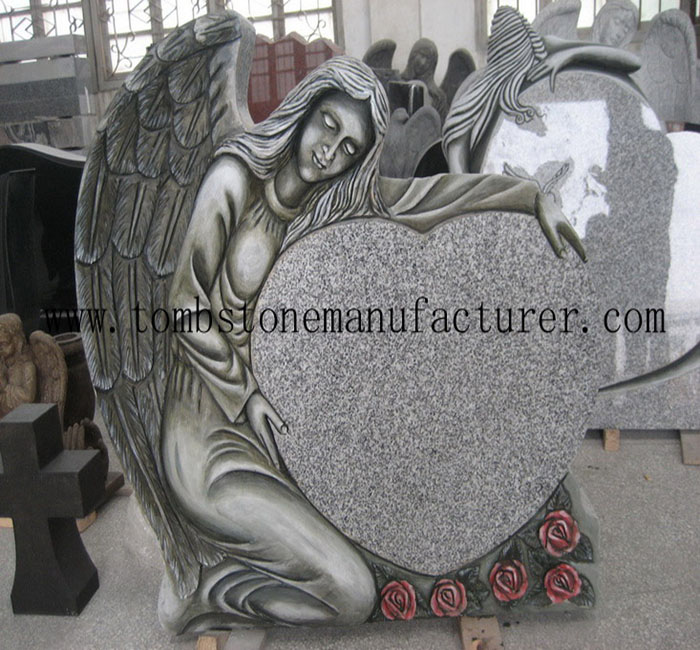 antiqued angel single heart